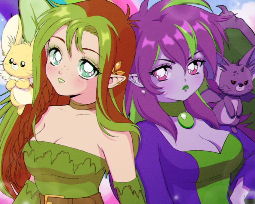 illusen, jhudora, and faellie (neopets) drawn by vampire_valentine