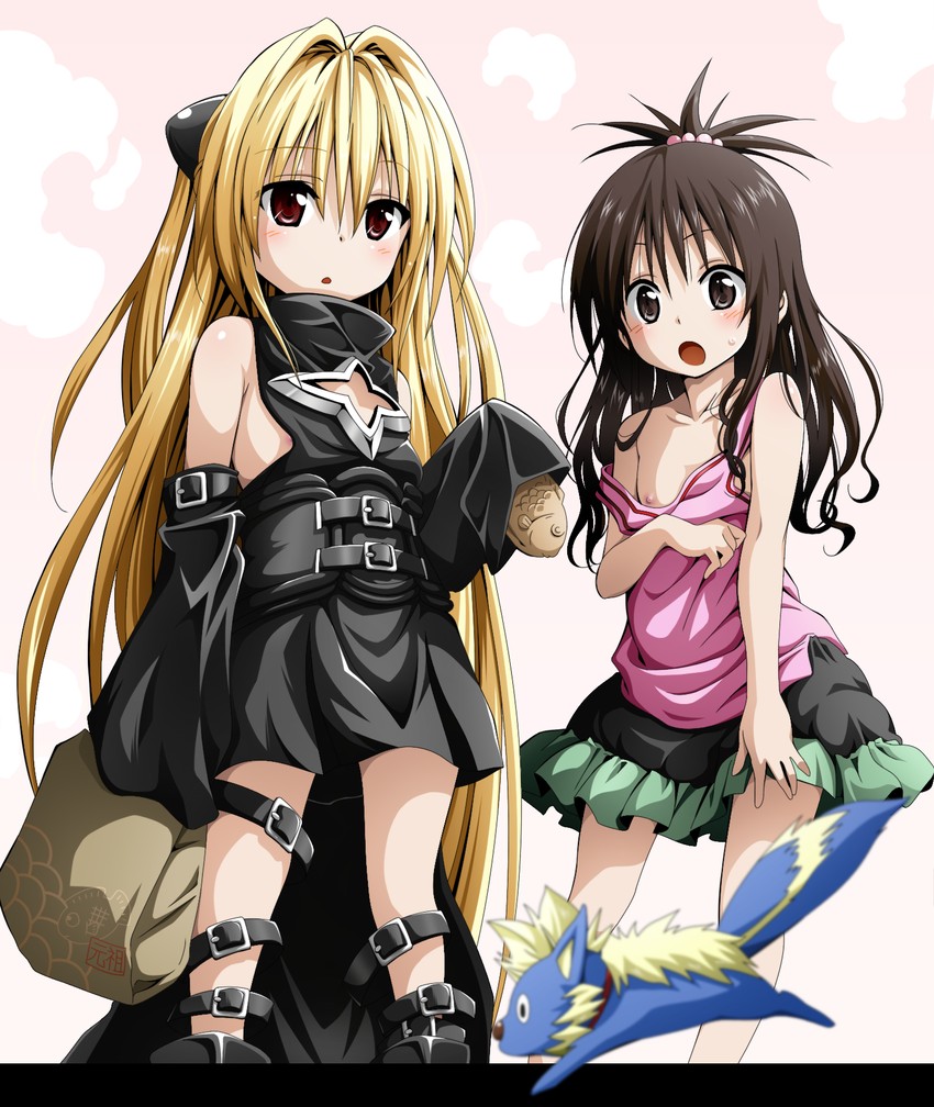 konjiki no yami and yuuki mikan (to love-ru and 1 more) drawn by toshi_(anime_coloring) and yabuki_kentarou