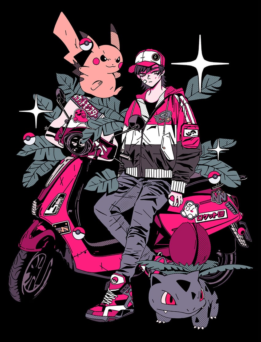 pikachu, red, ivysaur, clefairy, unown, and 2 more (pokemon and 1 more) drawn by arkestar