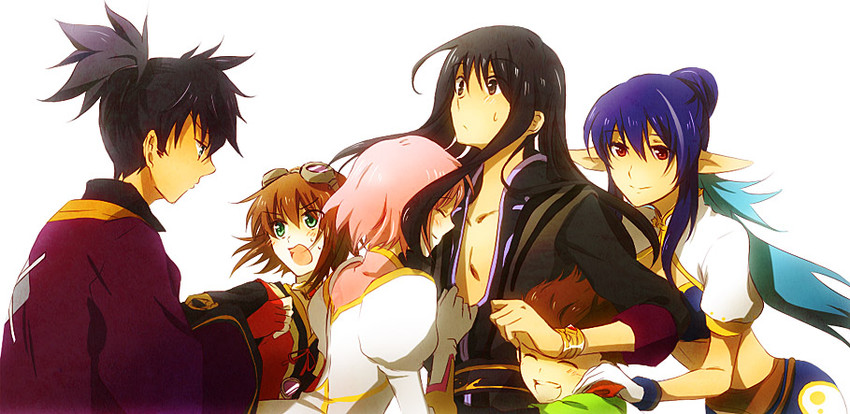 yuri lowell, estellise sidos heurassein, rita mordio, judith, raven, and 1 more (tales of and 1 more) drawn by satsu