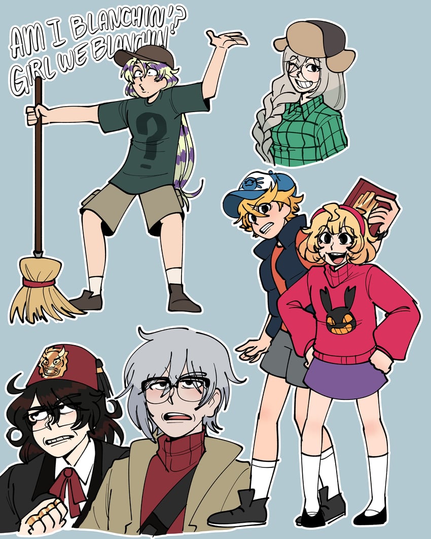 millie parfait, vox akuma, mabel pines, dipper pines, fulgur ovid, and 7 more (nijisanji and 2 more) drawn by dmrvkv