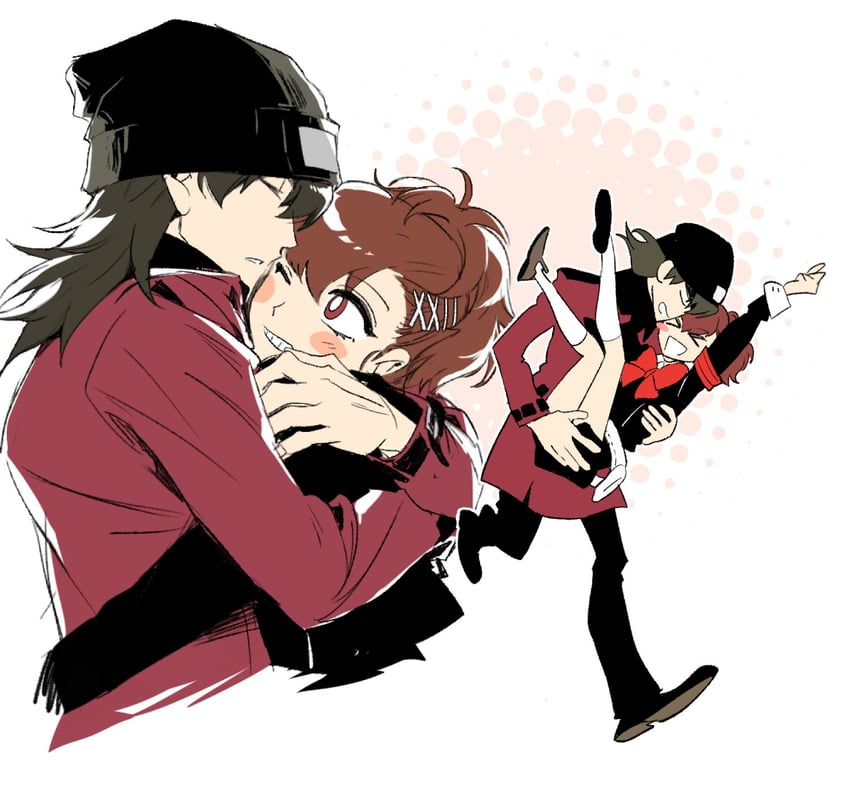 shiomi kotone and aragaki shinjirou (persona and 2 more) drawn by dangeroustaku