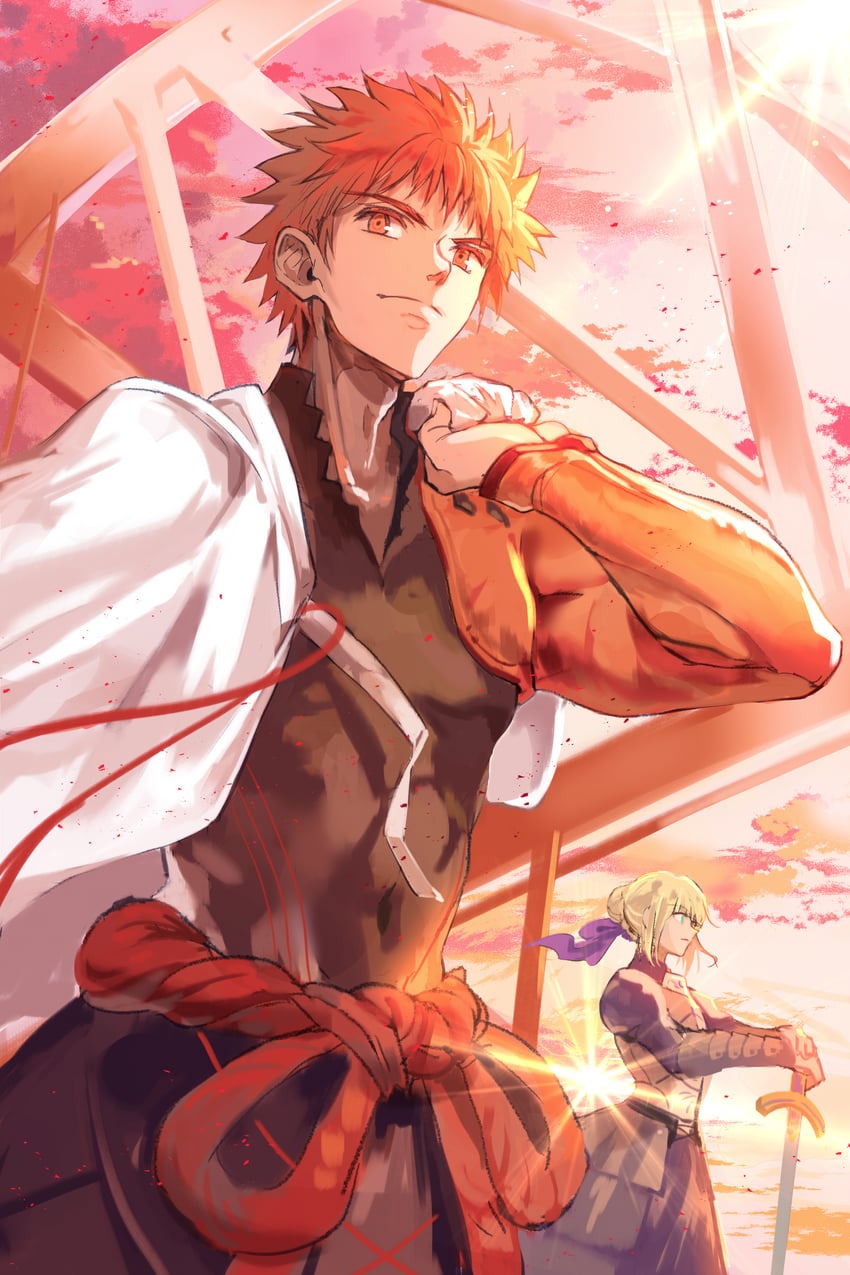 artoria pendragon, saber, emiya shirou, and senji muramasa (fate and 1 more) drawn by mj_(cuzbien)