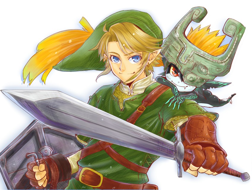 link and midna (the legend of zelda and 1 more) drawn by bashikou
