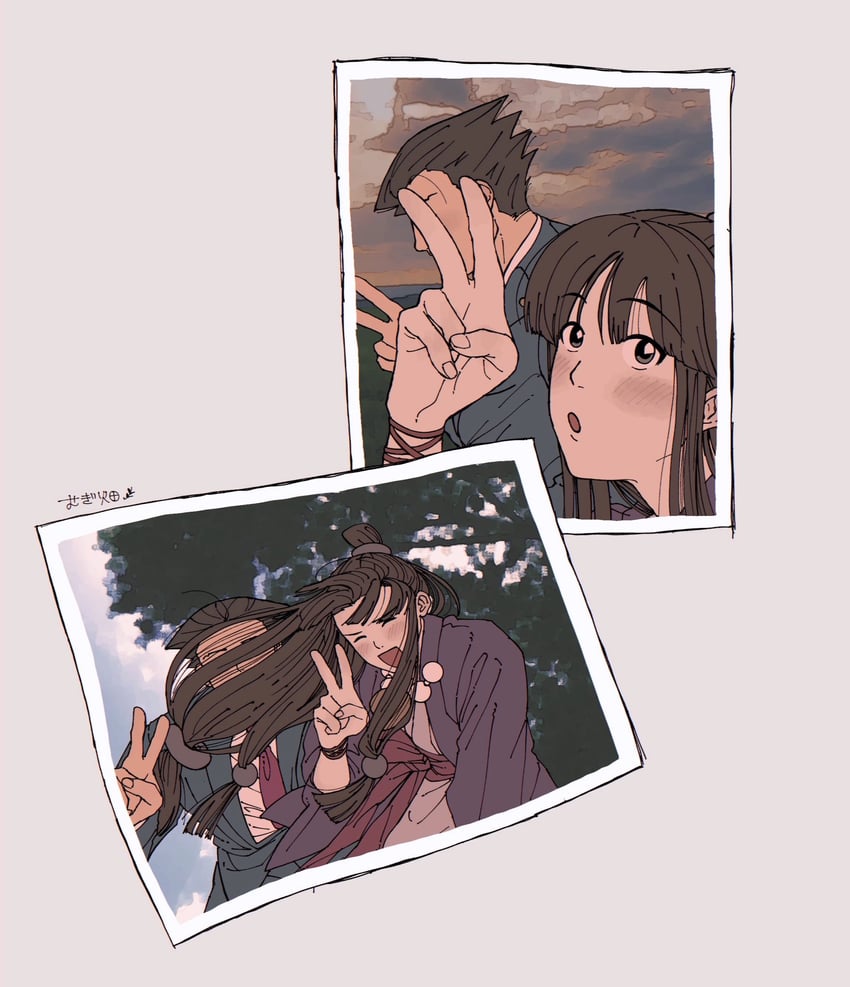 phoenix wright and maya fey (ace attorney) drawn by mugibatake