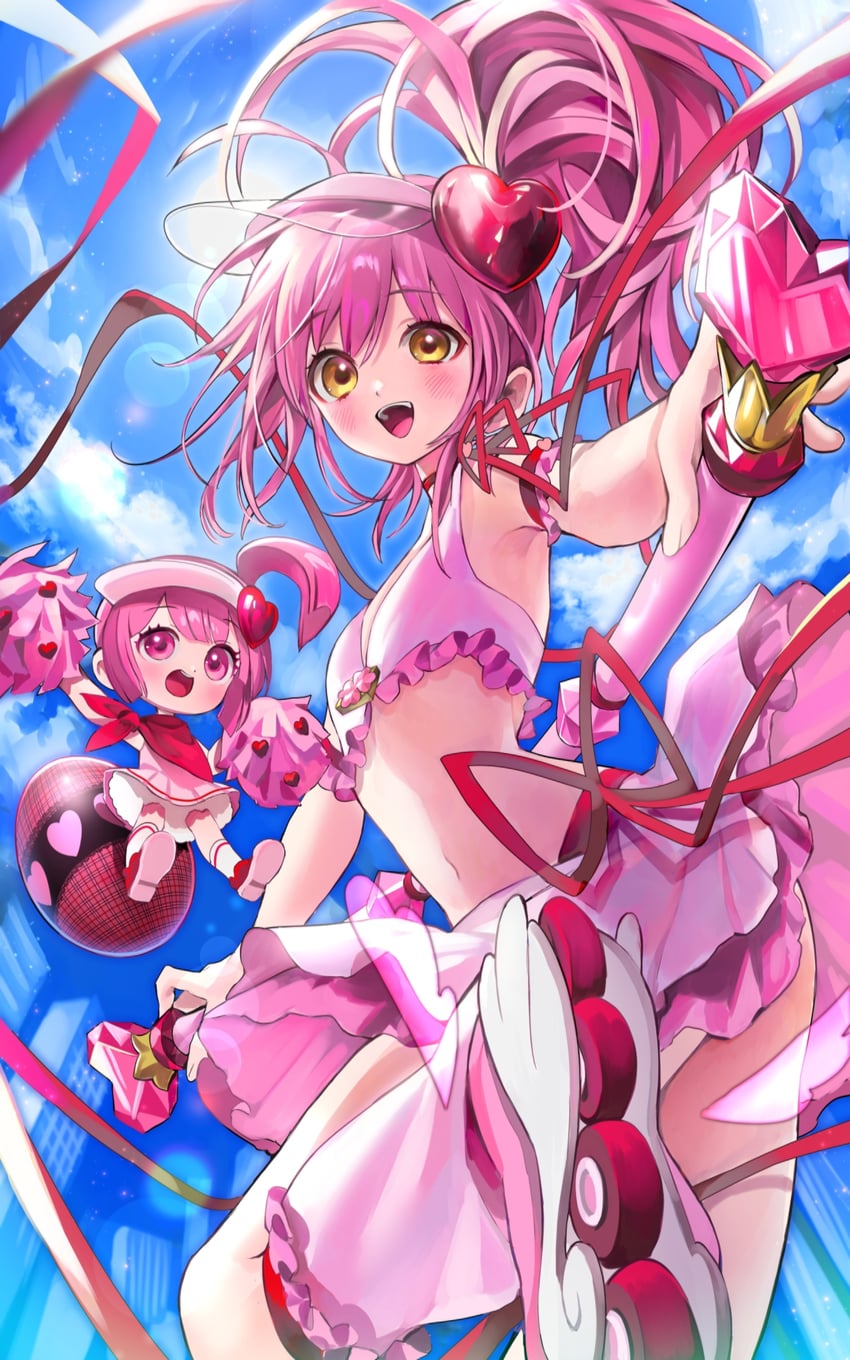hinamori amu, amulet heart, and ran (shugo chara!) drawn by jihya