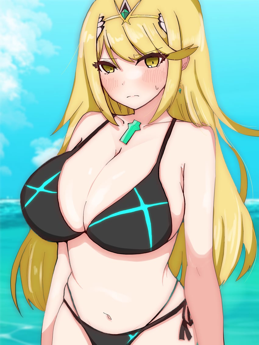 mythra (xenoblade chronicles and 1 more) drawn by mogyaku