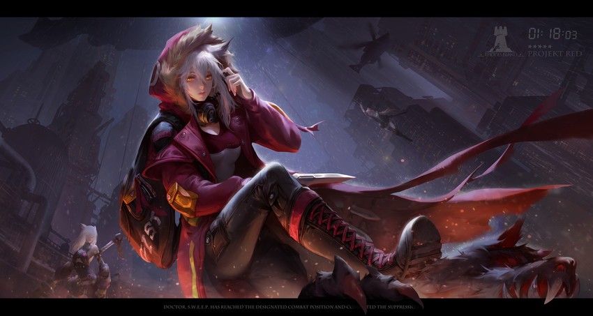 projekt red, gravel, and scavenger (arknights) drawn by train_hb