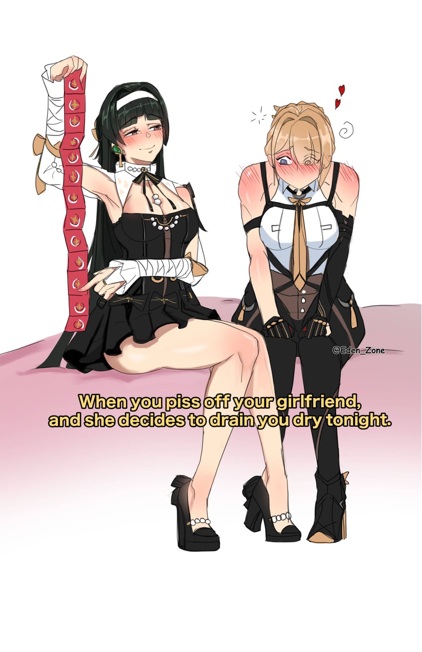 evelyn chevalier and astra yao (zenless zone zero) drawn by eden_zone