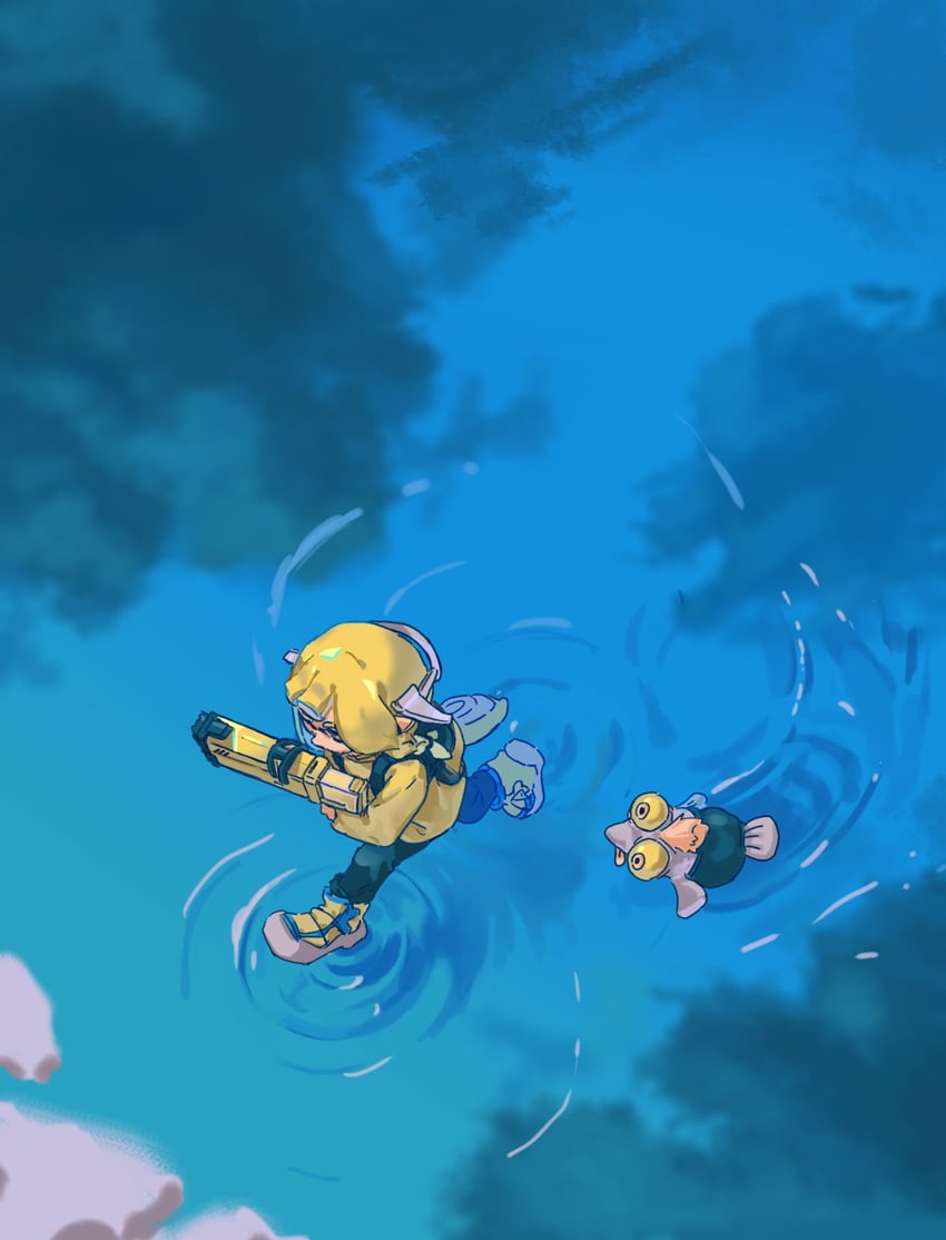 inkling player character, inkling girl, smallfry, and agent 3 (splatoon and 1 more) drawn by lamyeon64638997