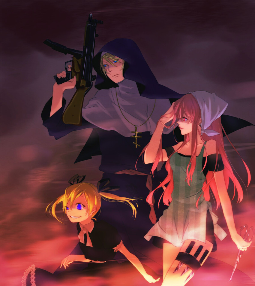 maria, sister, and stella (arakawa under the bridge) drawn by morphine_(pixiv)