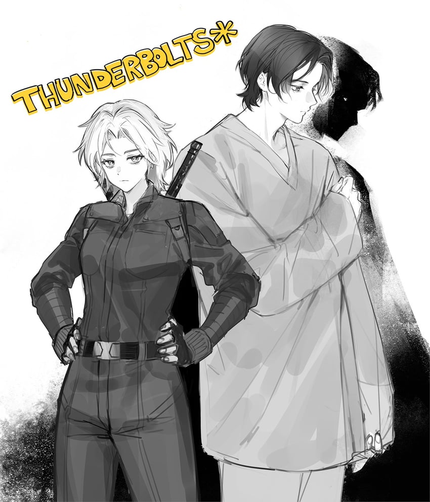 sentry and yelena belova (marvel and 2 more) drawn by cezaria