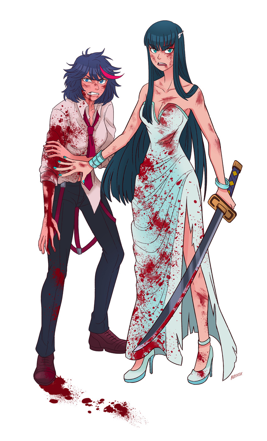 matoi ryuuko and kiryuuin satsuki (kill la kill) drawn by herokick