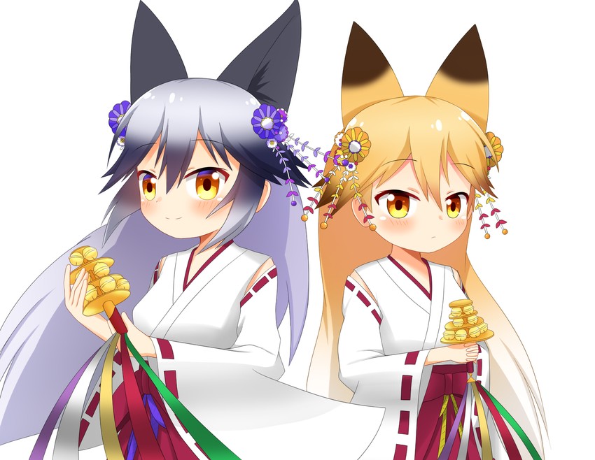 silver fox and ezo red fox (kemono friends and 1 more) drawn by shin01571