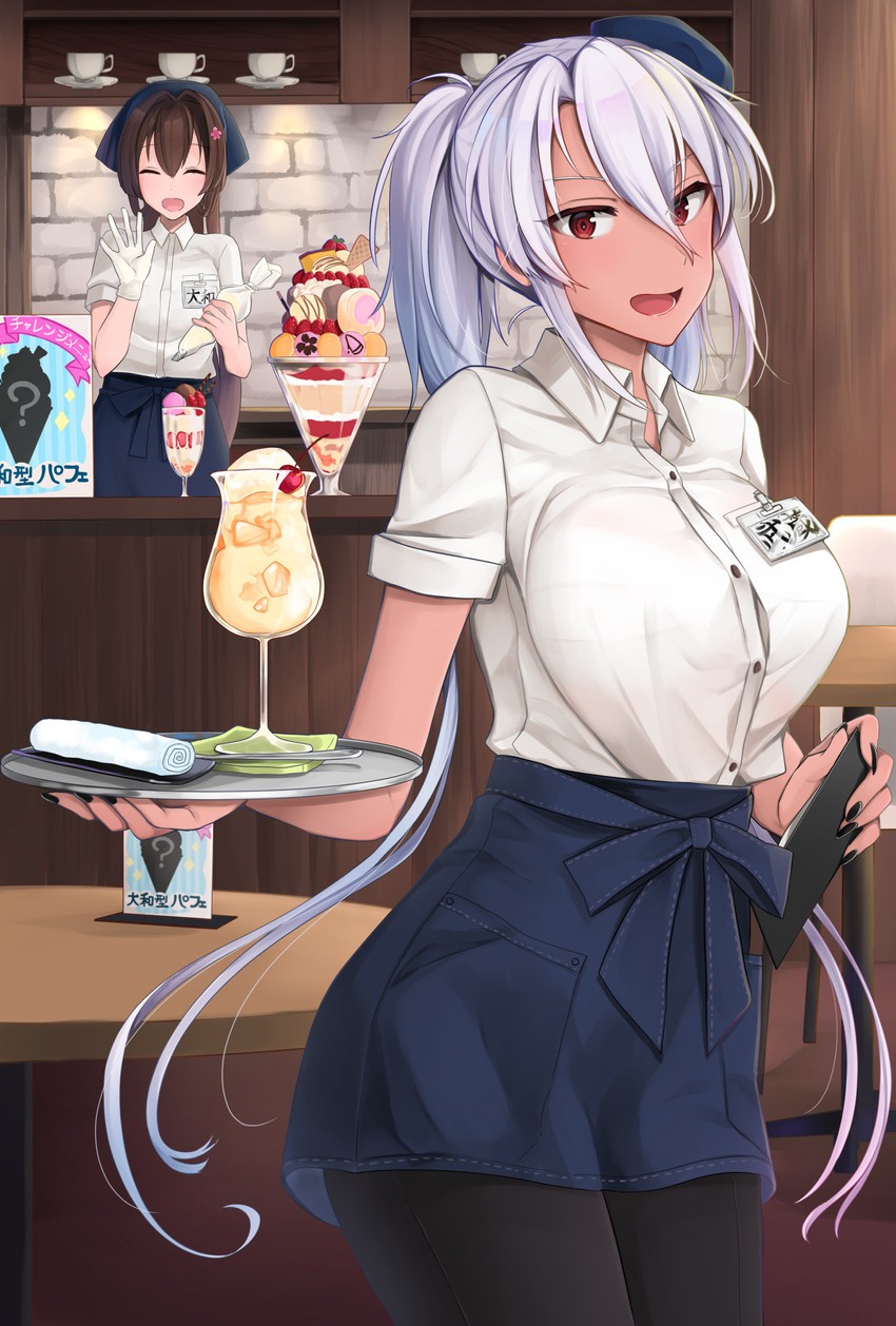 yamato, musashi, and musashi kai ni (kantai collection) drawn by yunamaro