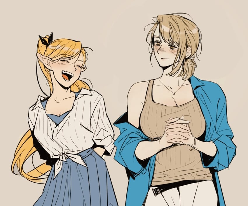 marcille donato and falin touden (dungeon meshi) drawn by mungmnugmung