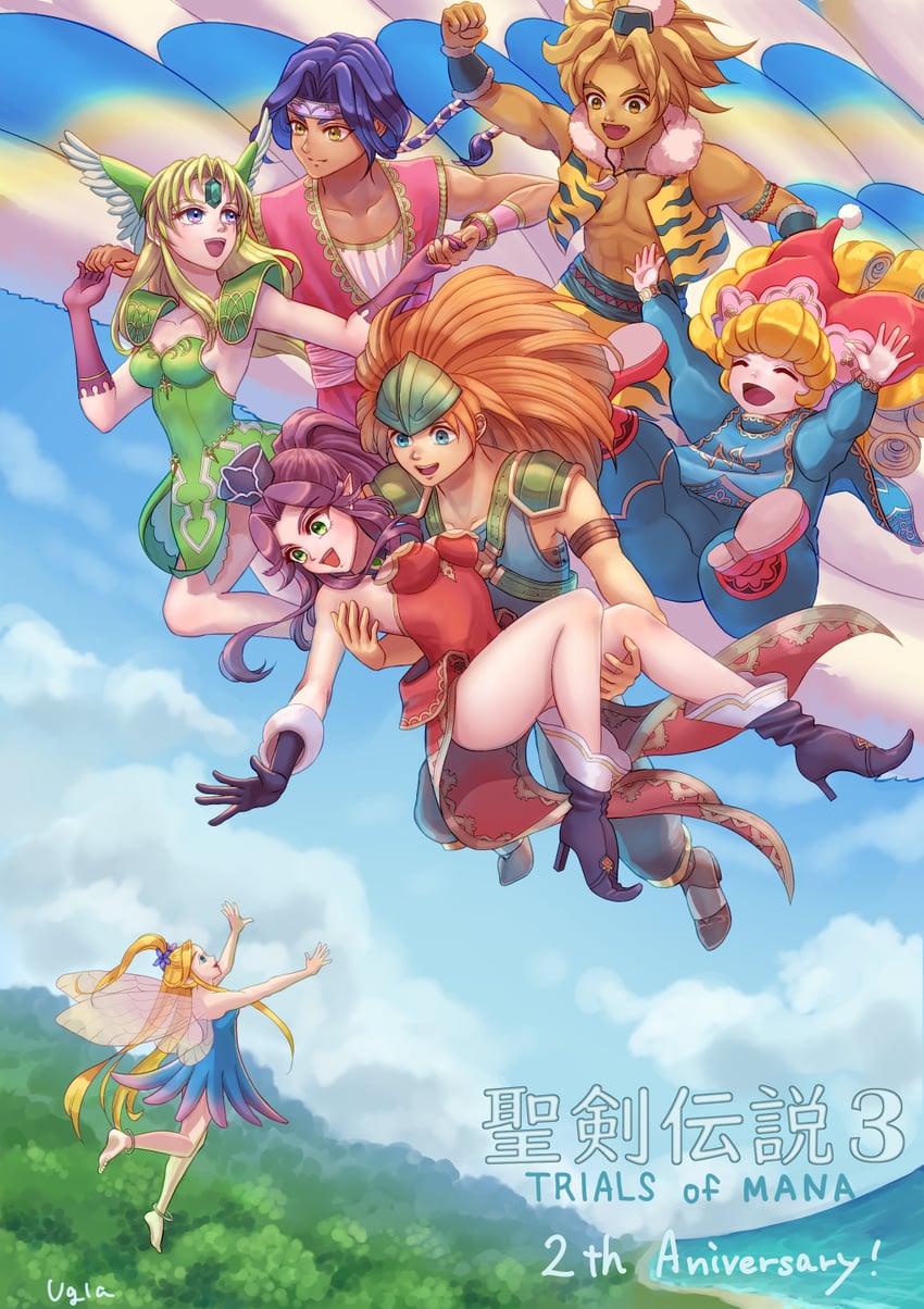 riesz, angela, charlotte, duran, hawkeye, and 2 more (seiken densetsu and 1 more) drawn by ugla_(y_u_k_i_n_e)