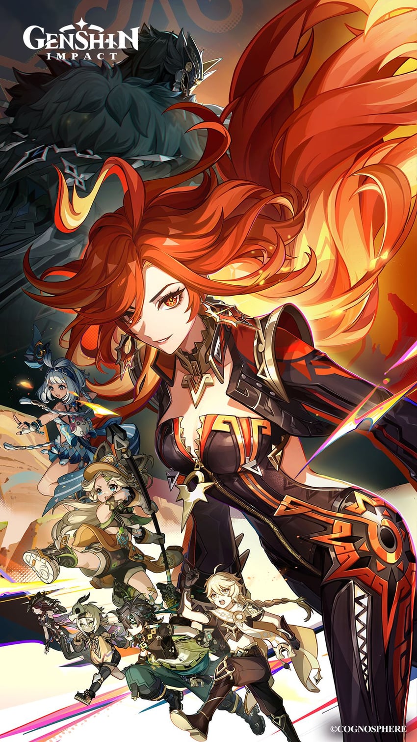 aether, mavuika, mualani, kinich, kachina, and 3 more (genshin impact)