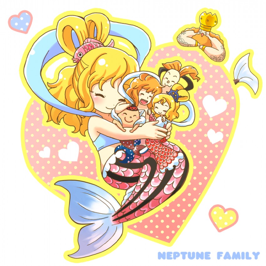 shirahoshi, otohime, neptune, fukaboshi, ryuuboshi, and 1 more (one piece) drawn by iinano_(inanosuke)