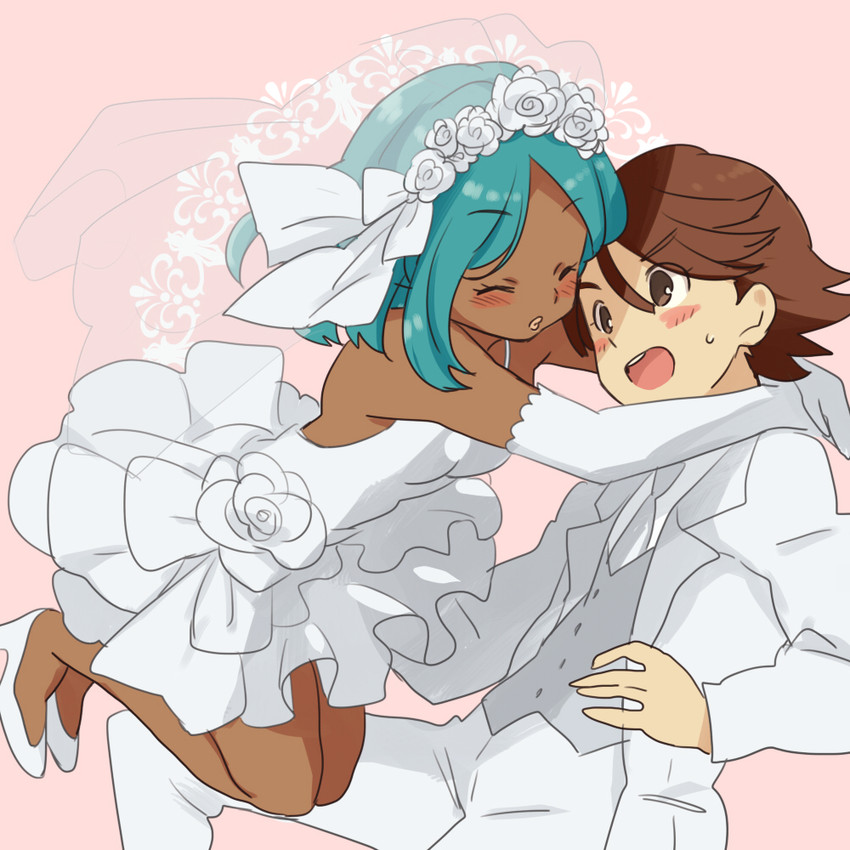 ichinose kazuya and urabe rika (inazuma eleven) drawn by sukoyaka_(100hituzi)