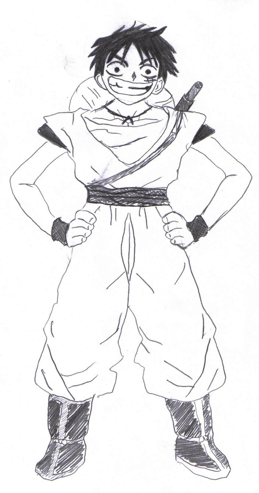 son goku and monkey d. luffy (one piece and 1 more) drawn by lee27