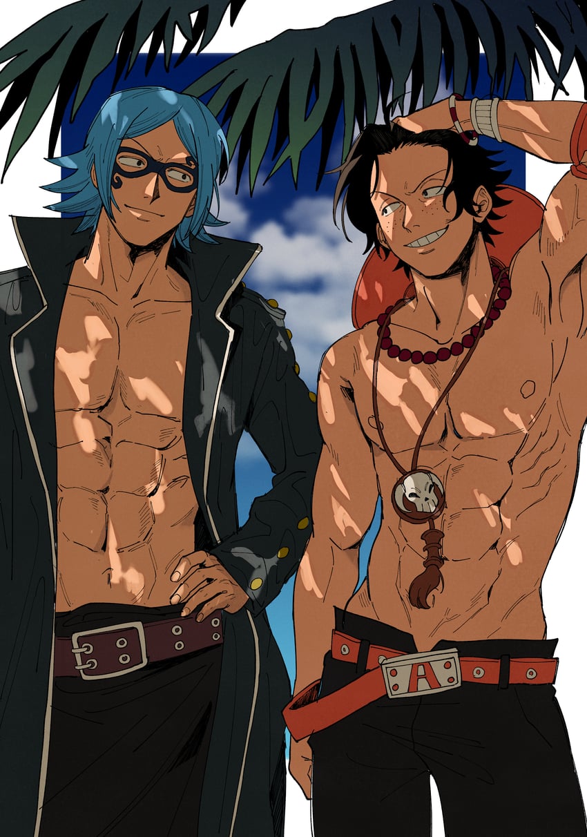 portgas d. ace and masked deuce (one piece) drawn by usarinko