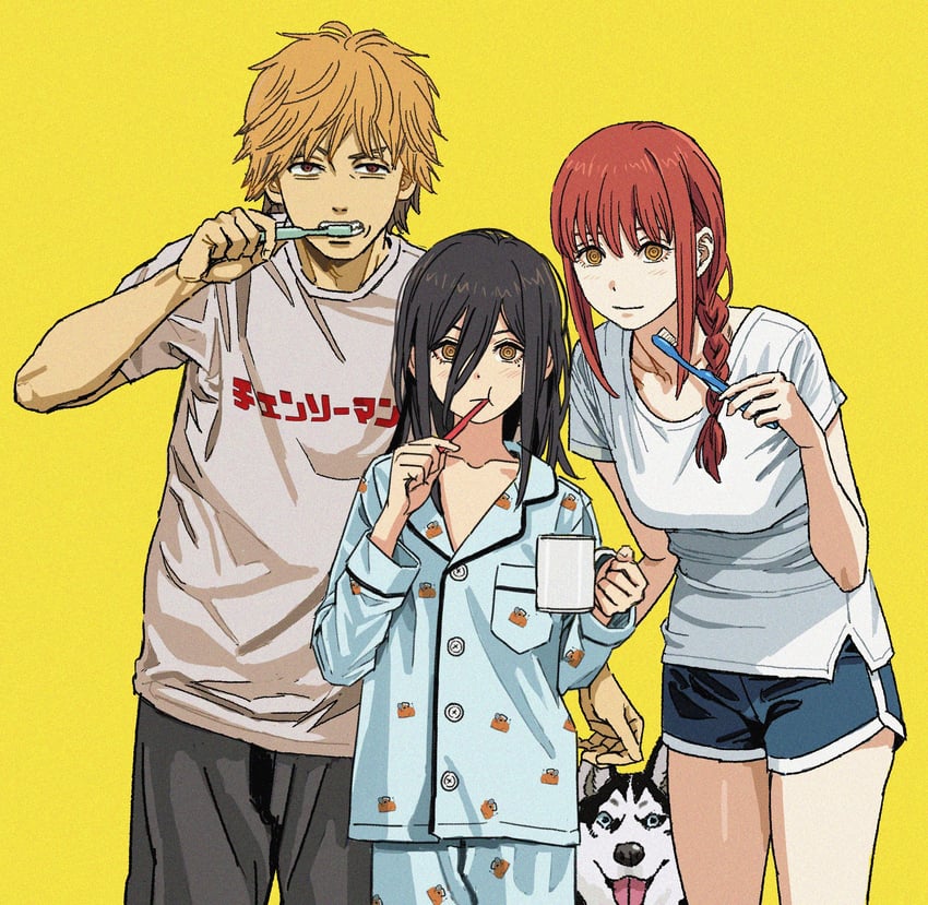 makima, denji, and nayuta (chainsaw man) drawn by shiren_(ourboy83)