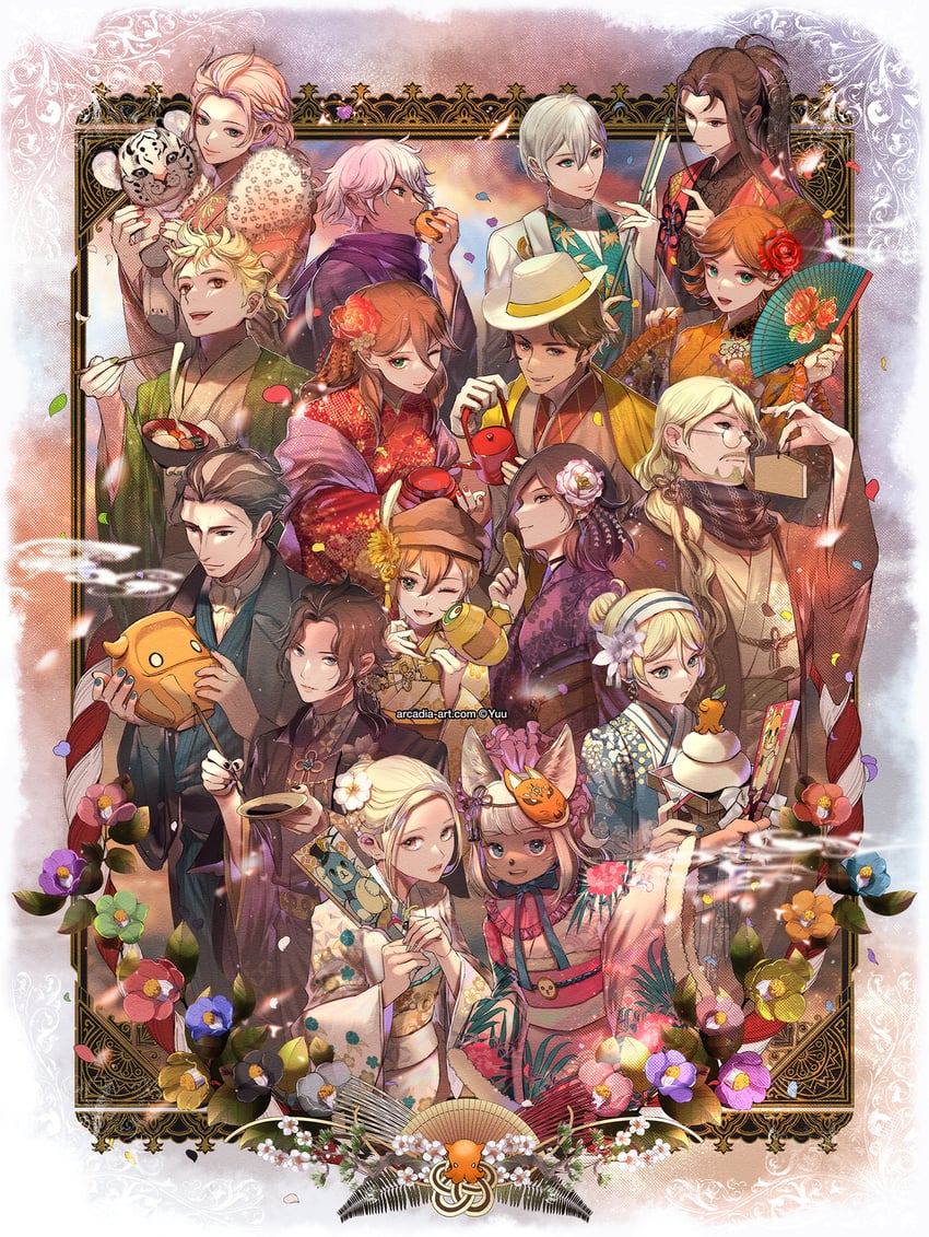 throne anguis, temenos mistral, hikari ku, agnea bristarni, ochette, and 4 more (octopath traveler and 1 more) drawn by yuu_(arcadia)