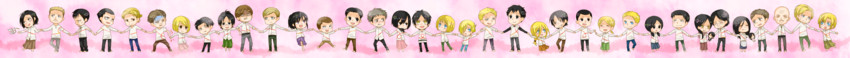 mikasa ackerman, eren yeager, levi, krista lenz, ymir, and 28 more (shingeki no kyojin) drawn by moisama