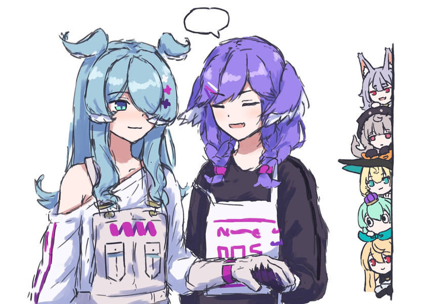 elira pendora, selen tatsuki, pomu rainpuff, finana ryugu, millie parfait, and 2 more (nijisanji and 1 more) drawn by hayateto