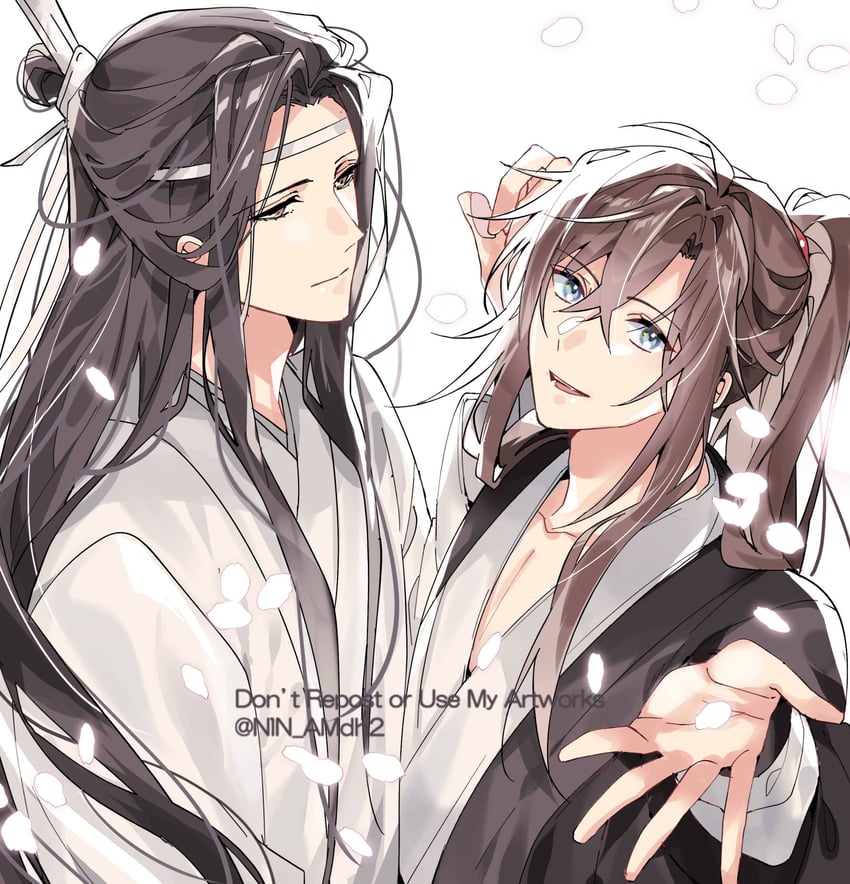 wei wuxian and lan wangji (modao zushi) drawn by hyottokoane