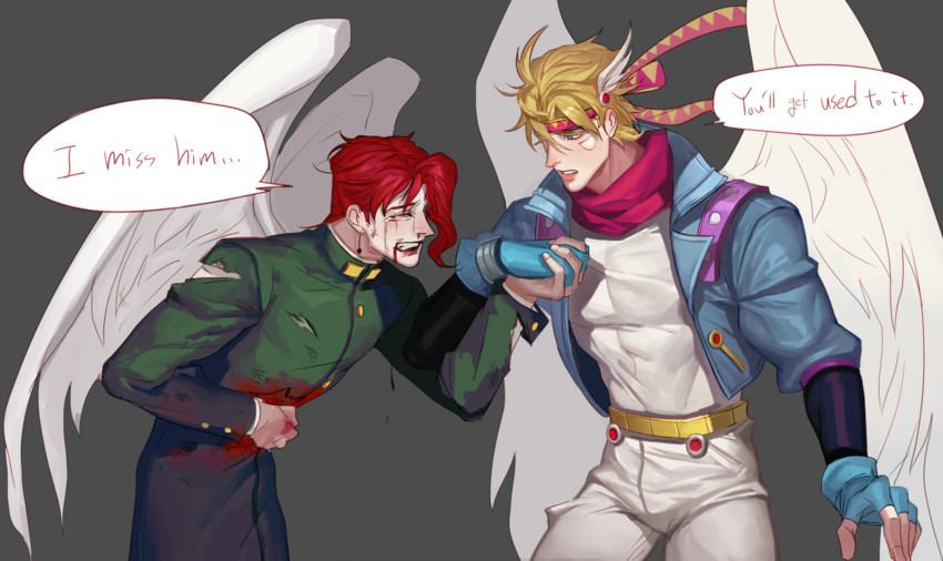 caesar anthonio zeppeli and kakyoin noriaki (jojo no kimyou na bouken and 2 more) drawn by sobi_(dnenqkswja)