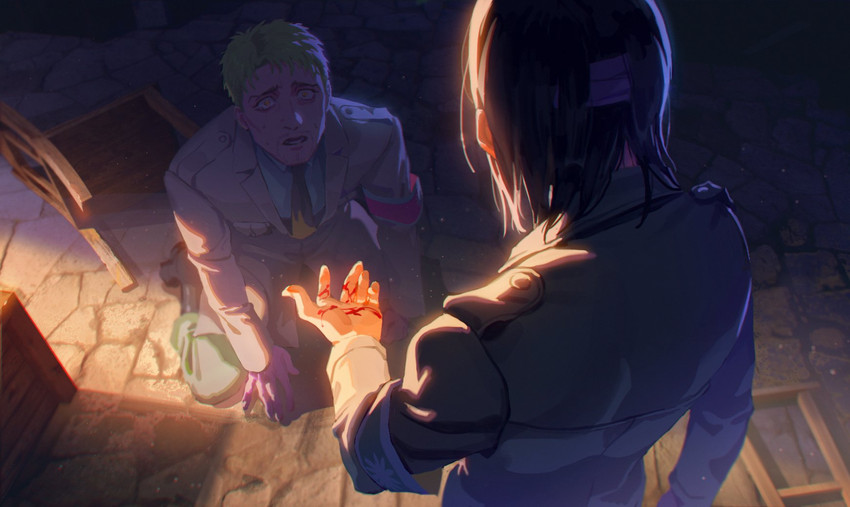 eren yeager and reiner braun (shingeki no kyojin) drawn by meipu_hm
