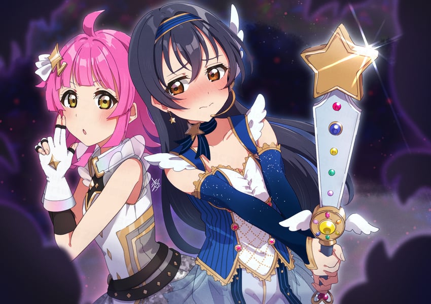 sonoda umi and tennoji rina (love live! and 4 more) drawn by kyaku_tasu
