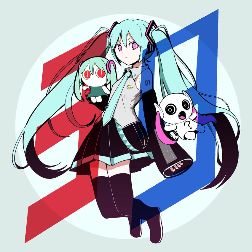 hatsune miku, aimaina, and doushite-chan (vocaloid) drawn by pinocchio-p