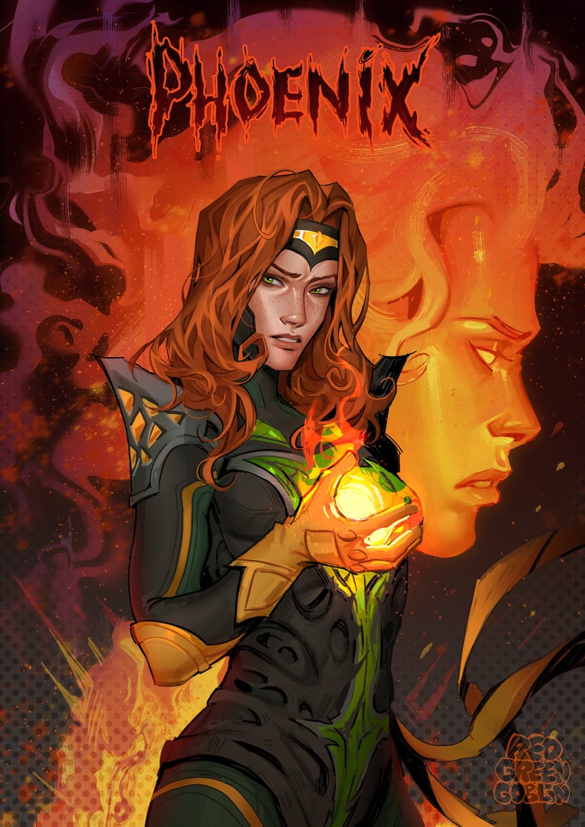 jean grey and phoenix (marvel and 2 more) drawn by redgreengoblin