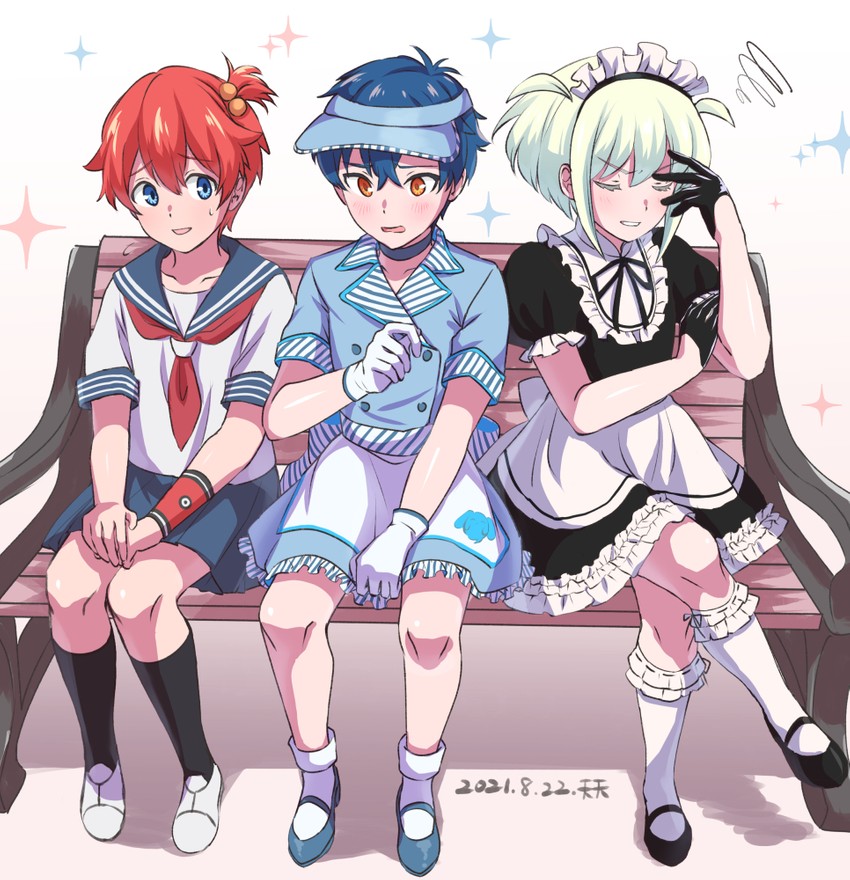 lio fotia, hibiki yuuta, and asanaka yomogi (gridman universe and 4 more) drawn by tenten_(kitty)