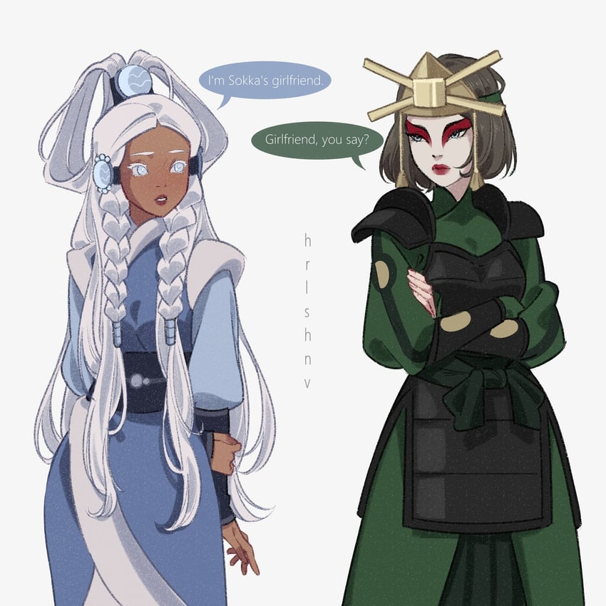 suki and yue (avatar legends and 1 more) drawn by hrlshnv