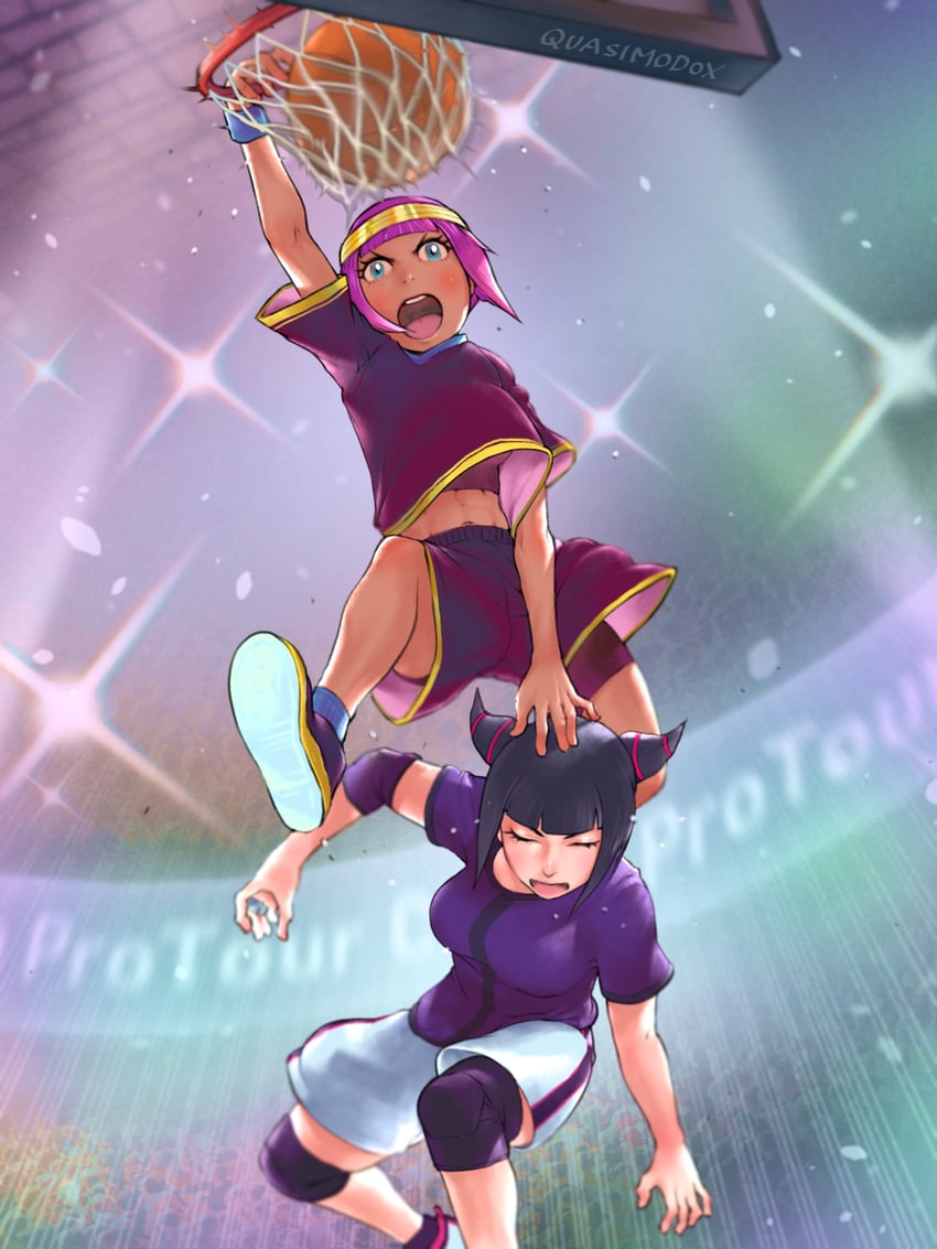 han juri and menat (street fighter and 1 more) drawn by quasimodox