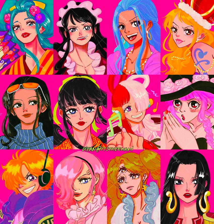 nami, nico robin, boa hancock, perona, uta, and 7 more (one piece and 1 more) drawn by itstheenami