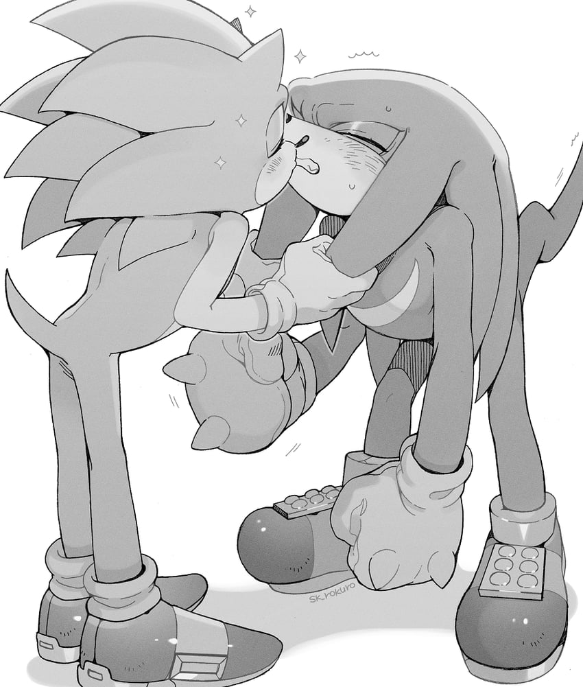 sonic the hedgehog and knuckles the echidna (sonic) drawn by sk_rokuro