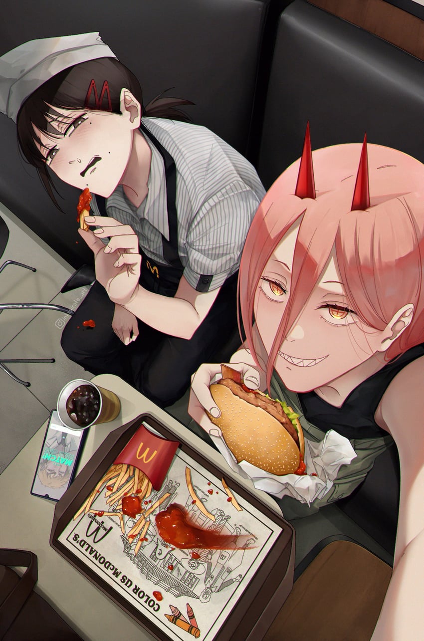 power and higashiyama kobeni (chainsaw man and 1 more) drawn by inkspirate