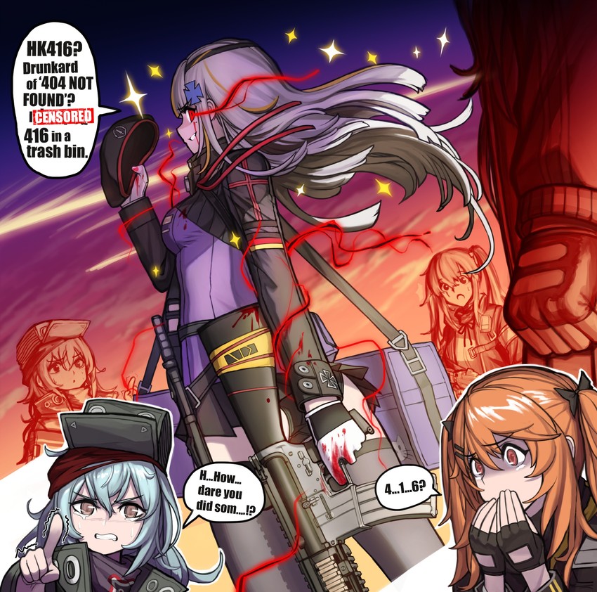 hk416, ump45, ump9, g11, and m16a1 (girls' frontline) drawn by cheogtanbyeong