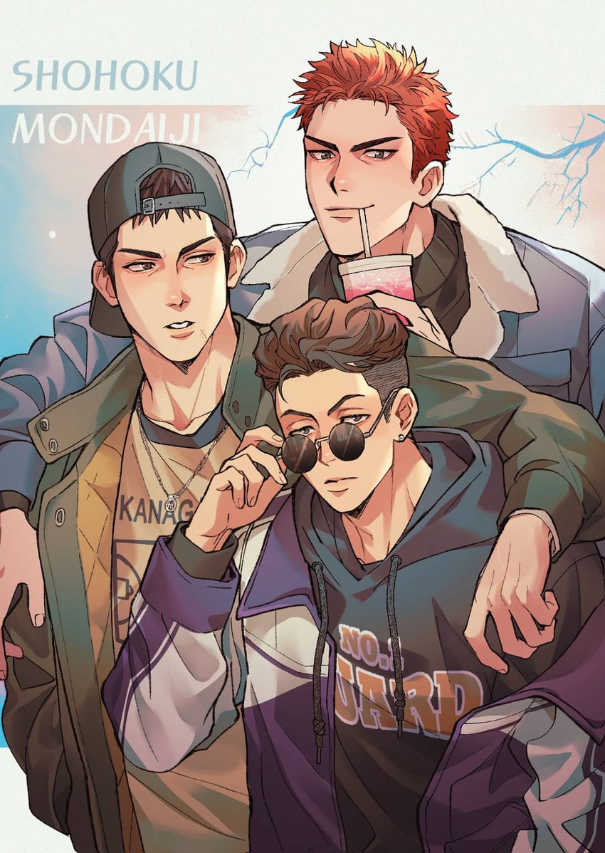 sakuragi hanamichi, rukawa kaede, and miyagi ryouta (slam dunk) drawn by shigeru13sd