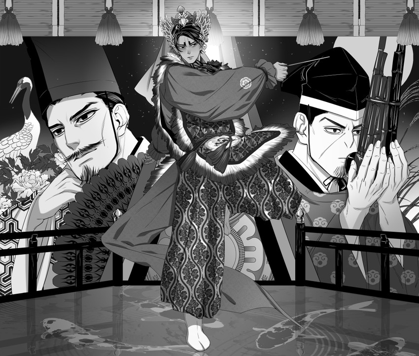 tsukishima hajime, koito otonoshin, and tsurumi tokushirou (golden kamuy) drawn by garamgum