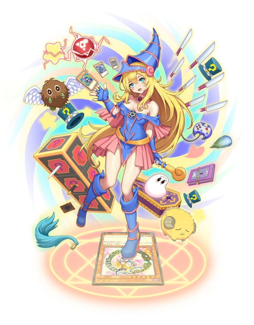 dark magician girl, dark magician, winged kuriboh, marshmallon, scapegoat, and 8 more (yu-gi-oh!) drawn by kokoala