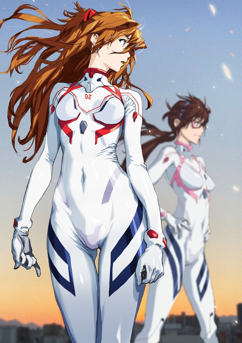 souryuu asuka langley and makinami mari illustrious (neon genesis evangelion and 2 more) drawn by kiyohisa