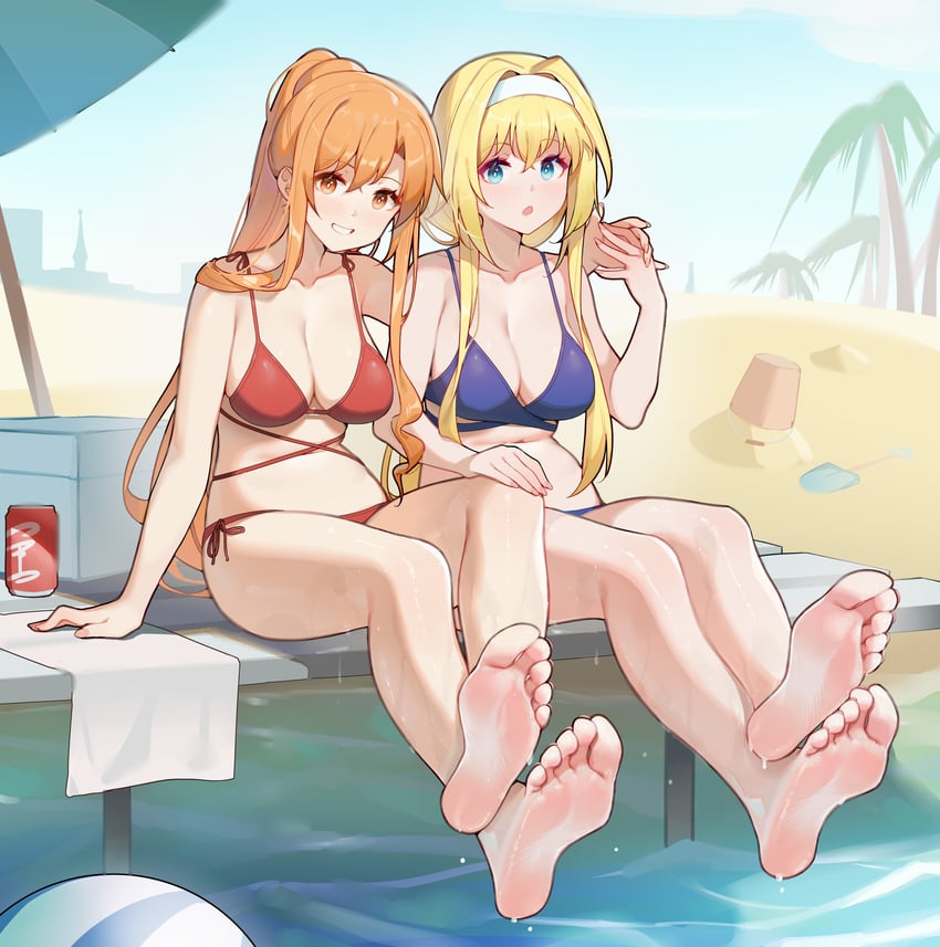 asuna and alice zuberg (sword art online and 2 more) drawn by ninai