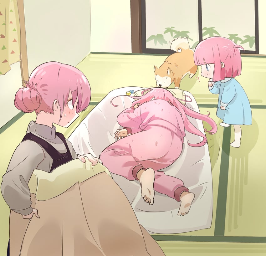 gotoh hitori, gotoh futari, gotoh michiyo, and jimihen (bocchi the rock!) drawn by kyarahiba
