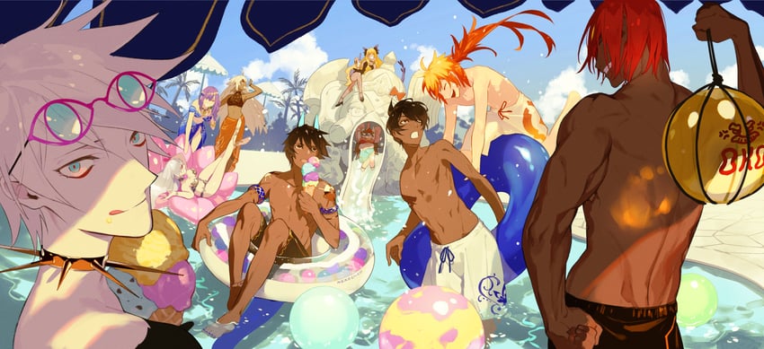 kama, karna, arjuna, arjuna alter, ashwatthama, and 7 more (fate and 1 more) drawn by semi_(p-poco)